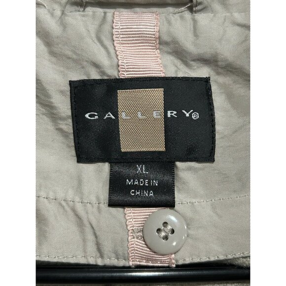 Gallery Womens Beige Hooded Trench Coat Sz XL - Picture 6 of 9